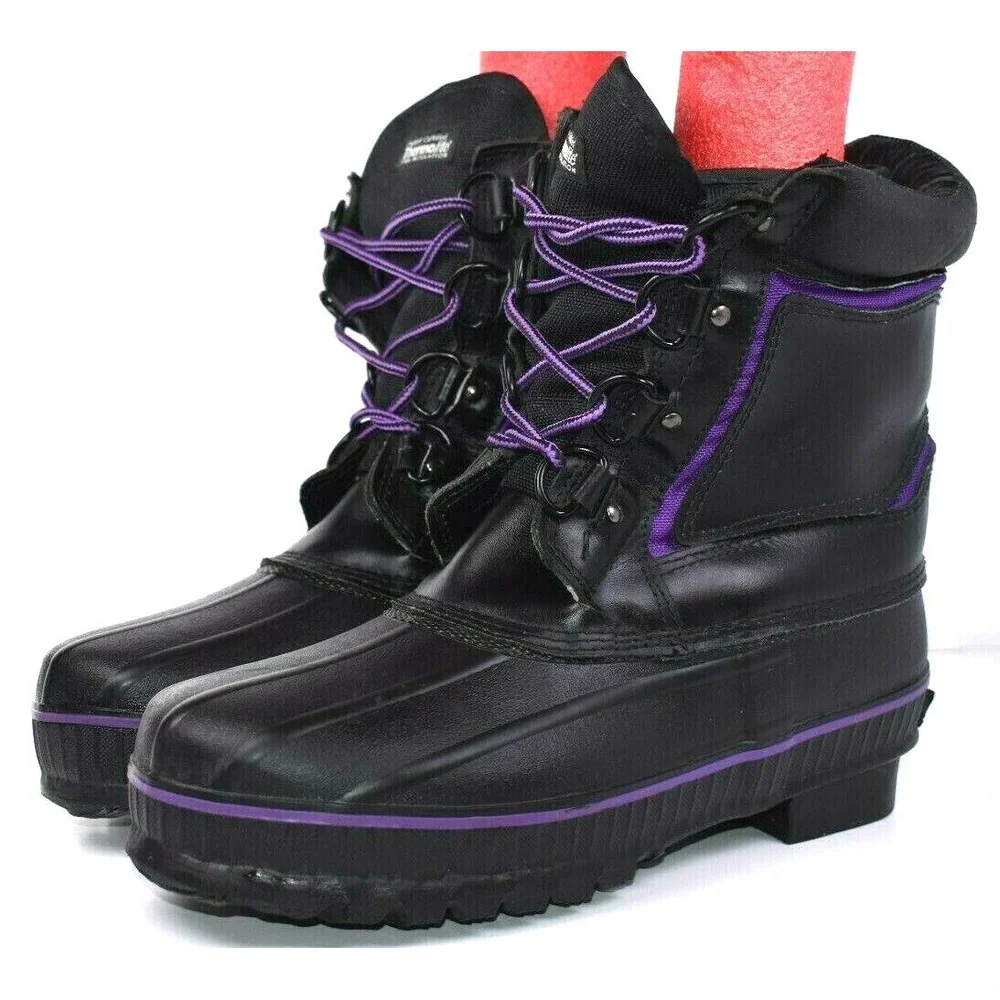 Lake N Trail Women's Black Purple Thinsulate Insulated‎ Winter Duck Boots Sz 11